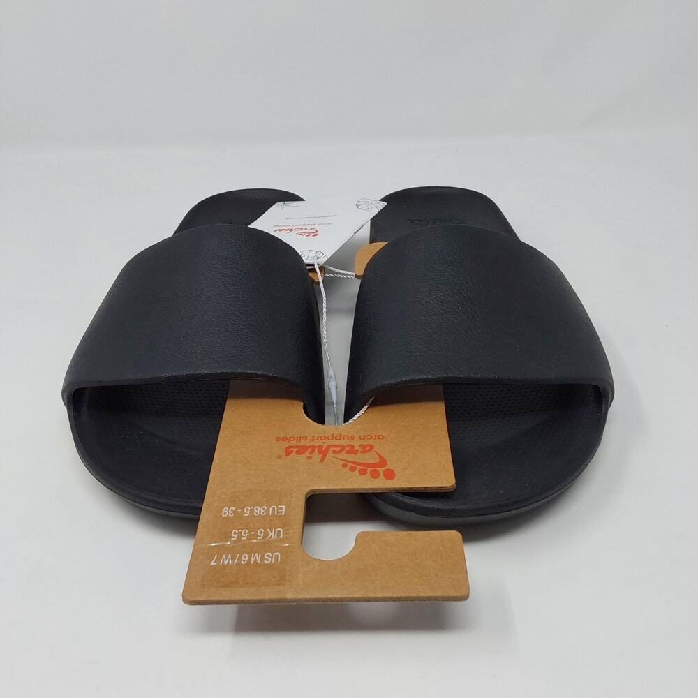 Archies Arch Support Slides Black Recovery Sandals US Women's 7 Men's 6 New